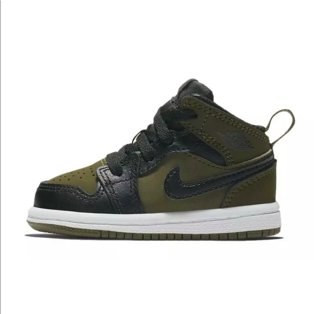 Nike Air Jordan 1 Mid (TD) 'Olive Canvas' Shoes Sneakers size 8C